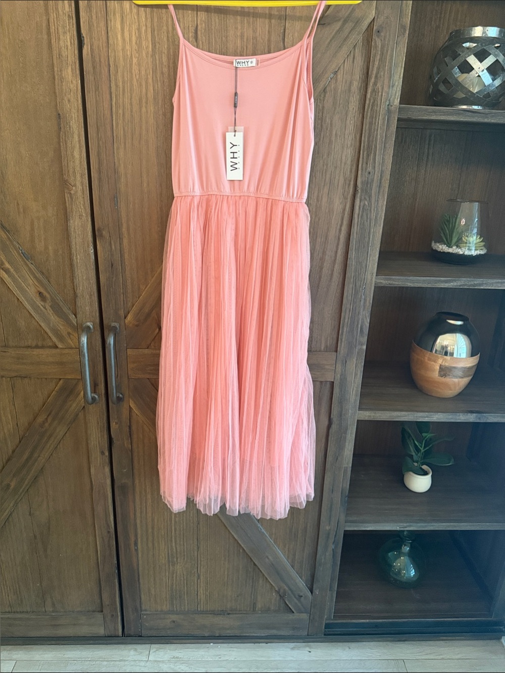 Soft Pink Tulle Spaghetti-Strap Dress
